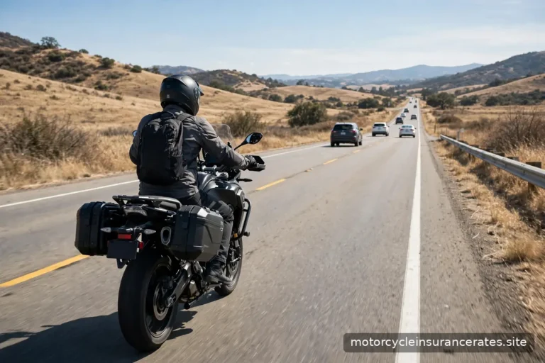 A rider in a helmet riding on a two-lane road with cars ahead
