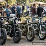 Custom Parts, Gear & Accessories: What's Actually Covered A row of customized motorcycles parked at an outdoor bike meet